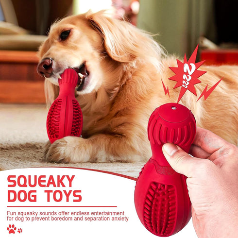 Interactive Dog Treat Puzzle Toy - Durable Rubber Chew Toys for Large Dogs, Squeaky Toys for Aggressive Chewers,