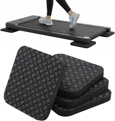 Muimurex 4PCS Anti-Slip Treadmill Mat Pads, 10MM Thick High Density Anti Vibration Walking
