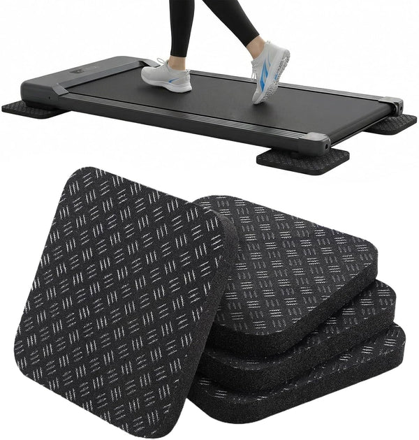 Muimurex 4PCS Anti-Slip Treadmill Mat Pads, 10MM Thick High Density Anti Vibration Walking