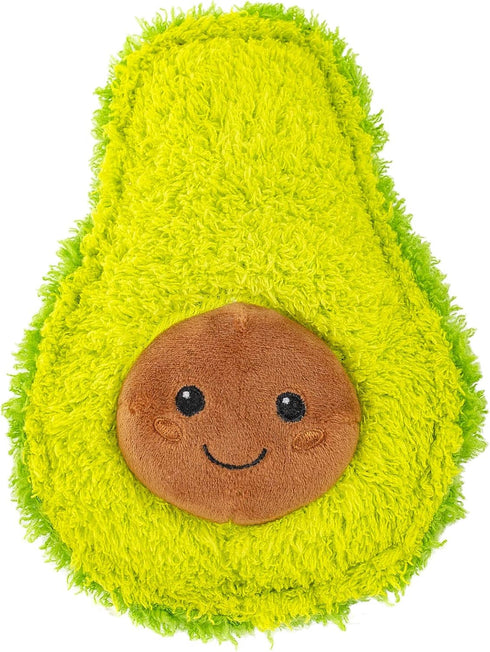 7 Inch Plush Pet Toy, Smiling Avocado with Squeaker, Dog Chew Toy
