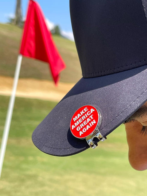 wolph American Golf Ball Marker - Magnetic Hat Clip, Funny Golf Gifts for Men Women - Premium Iconic Red