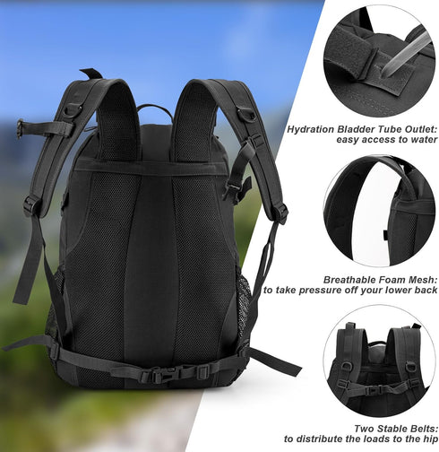 Jueachy Tactical Backpack for Men, 30L Waterproof Hiking Day Pack with USA Flag Patch