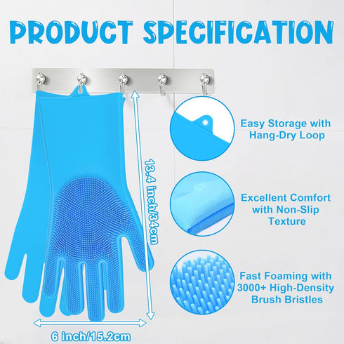 Pet Washing Gloves - Dog and Cat Shampoo Bathing Gloves, High Density Bristles for Gentle Grooming and Massage