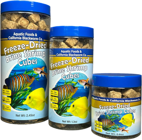 Aquatic Foods Inc. Brine Shrimp, Freeze Dried Floating Brine Cubes for Cichlids, Discus, Goldfish, Bettas,