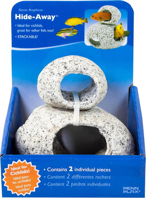 2 Piece Set – Realistic Stone Appearance – Safe for Freshwater and Saltwater Tanks, Penn-Plax Deco-Replicas Granite