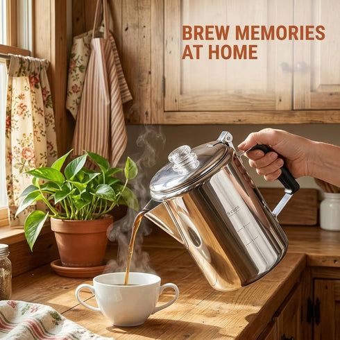 Backpacking, 9 Cididu Camping Coffee Pot Stainless Steel, Coffee Pot Outdoors, Durable Stove Top Brew Coffee Maker on