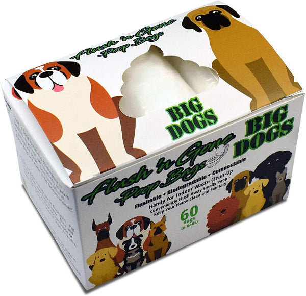 PetBro Flush 'n Gone Poop Bag for BIG DOGS - 6 rolls (60