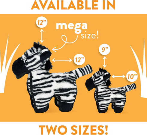 Spunky Pup Tough Plush Dog Chew Toys - Durable Triple-Layered Squeaker Toy for Medium to Large Dogs, Zebra