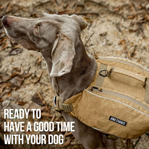OneTigris Y-Shaped Dog Backpack - No Pull CAMLUS Dog Saddle Bag for Hiking Gear, Lightweight Dog Pack