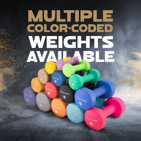 Yes4All Neoprene Coated Dumbbell Hand Weight Sets of 2, Multiple Weight Options, 15 Colors