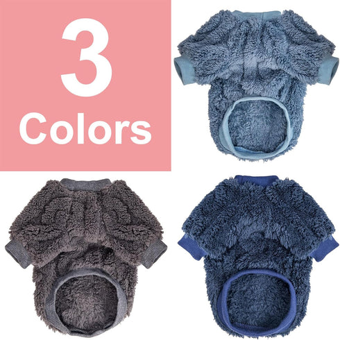 Dog Sweater, 3 Pack for Small Dogs or Cats - Warm Clothes Shirt Coat for Winter Christmas (Blue, Dark Blue, Grey,