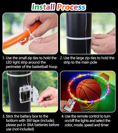 16 7 LED Basketball Hoop Light, Waterproof Super Bright Basketball Rim Lights,Remote Control Colors and Lighting