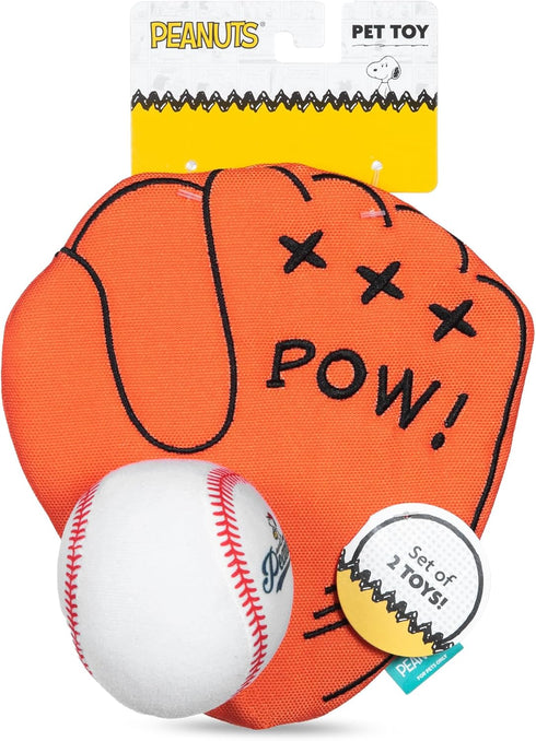2-Piece Interactive Dog Toy Set - Durable Canvas Baseball Glove and Ball Toy, Fun Fetching & Chew Toy, 7 Inch