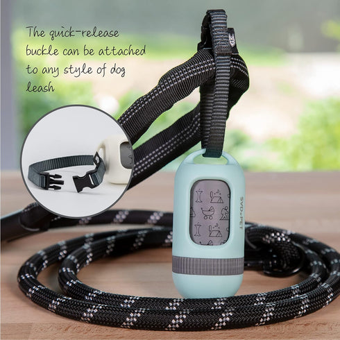 SVD.PET Dog Poop Bag Dispenser, Retractable Waste Bag Holder Fits Any Dog Leash, Leak-proof Bags (Misty Jade)