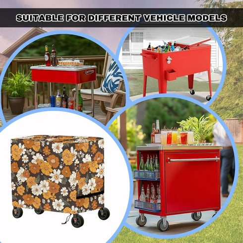 Xumfabuy 80 Cooler Cover, Floral Print Outdoor Bar Cart Cover Compatible with Most Quart Patio Cooler Cart, Ice Chest
