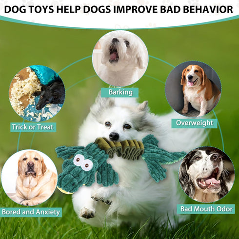 Squeaky Dog Toys for Large Dogs, Plush Stuffed Pet Toys with Crinkle Paper, Interactive Tug of War Toys