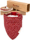 Pettsie Adjustable Dog Bandana Collar with Matching Owner Bracelet - Soft Hemp Scarf Set for Small Dogs, Red