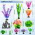 13Pcs Fish Tank Artificial Plastic Plants & Cave Rock Decor Set - Aquarium Decorations Kit