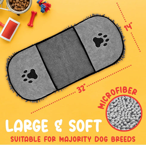 2 Pcs Microfiber Dog Towels for Drying, Includes Silicone Pet Brush, Pet Towels for Dogs