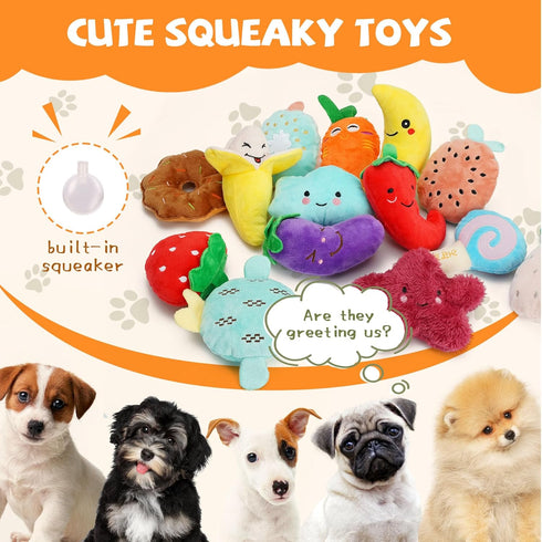 Charming Chorus 20 Pack Squeaky Dog Toys Set - Plush Puppy Toys for Small Dogs - Interactive Dog Squeak Toys