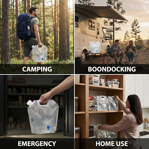 WMXWAN 6 Pack 1.3 (5L) With Spigot & Top Fill Cap, Gal Collapsible Water Containers, Dual Opening BPA Free PE Water