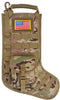 Tactical Christmas Stocking - MOLLE Webbing with Flag Patch, Zip Pocket, Gift for Veterans and Outdoorsy People