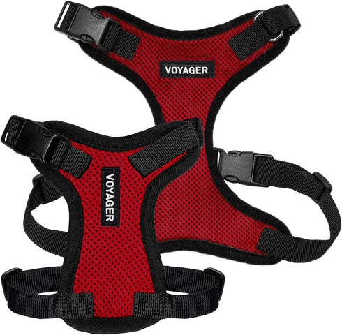 Voyager Step-in Lock Pet Harness - Adjustable All Weather Mesh Harness for Cats and Dogs, Red/Black Trim, XS