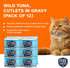 100% Pack 12 Pure Cravings Wet Cat Food Canned Tuna Cutlets in Gravy, Mercury-Tested, Moist Can Fish for Cats