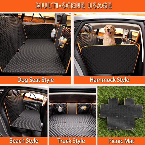 Chilino 420lbs, 600D Hammock Back Seat Extender for Dogs - Large Space, Waterproof Dog Car Seat Cover for Back Seat