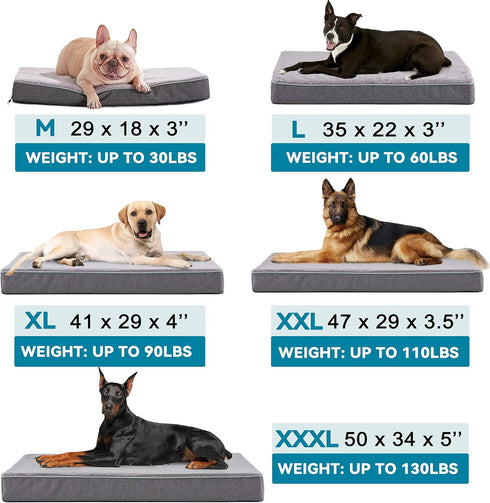 Memory Foam Large Dog Bed, Washable Orthopedic Dog Bed for Crate, Cooling Dog Beds with Joint Relief Memory Foam,