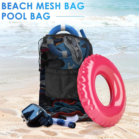 Swimming BROTOU Drawstring Bag Heavy Duty Mesh Bag Gym String Bag with Pocket Sport Equipment Bag for Yoga Beach
