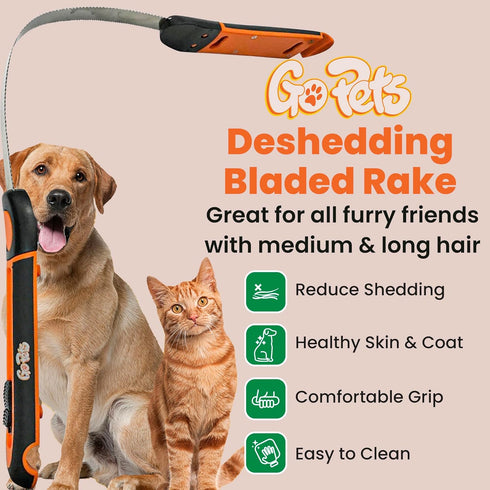 GoPets Deshedding Blade Rake, Adjustable Professional Dematting Grooming Tool for Cats & Dogs
