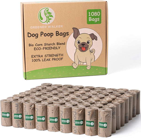 GREENER WALKER Poop Bags for Dog Waste, 1080 Doggy Waste Bags Extra