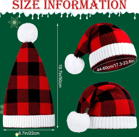 Loopeer 3 Pieces Christmas Knitted Hats - Winter Warm Beanie Caps with Pom Pom Santa Hat