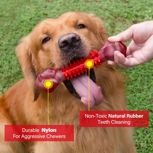 Apasiri Tough Dog Toys for Aggressive Chewers Large Breed, Chew Toys, Bones Made with Nylon and Rubber, Indestructible