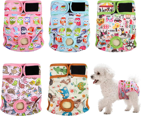 Dog Diapers Female 5pcs,Reusable Dog Doggie Puppy Doggy Diapers Female, Period Panties
