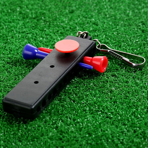 MUXSAM Black Golf Tee Holder for Bag, 1-Pack Carrier with 12 Tee Holes and 3 Ball Markers, Keychain Golf Accessory
