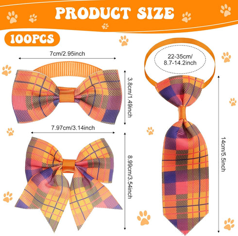 Reginary 100 Pcs Dog Bow Tie Collar Set, 40 Neckties, 30 Puppy Bow Ties, 30 Collar Flowers for Small Medium Dogs
