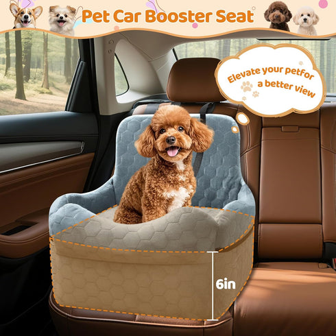 35 lbs 2 Dog Car Seat for Small/Medium Dogs - Puppy Car Seat Under with Thick Elevated Cushion & Safety Belt for Travel