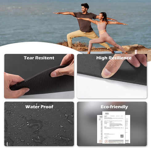 UMINEUX Extra Thick 1/3'' Non Slip Yoga Mat for Women - Eco Friendly TPE Fitness Exercise Mat with Sling