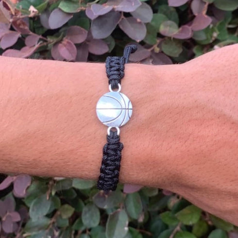 Sportybella Unisex Basketball Charm Bracelet - Adjustable Friendship Bracelet with Basketball Charm