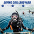 Scuba Retractable Lanyard with Quick-Release Buckle, Stainless Steel Double-Clips and Spiral Core Anti-Lost