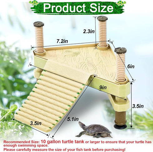 Small Floating Basking Platform for Aquatic Turtles, Decorative Aquarium Dock with Ramp Ladder