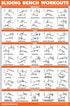 QuickFit 2 Pack Stretching Exercises & Sliding Bench Workout Poster Set - Compatible with Total Gym