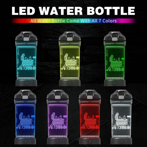 3D 14 OZ YuanDian Light Up Kids Water Bottle with Train Design- Tritan BPA Free - Cool Drinking Cups Gift for School