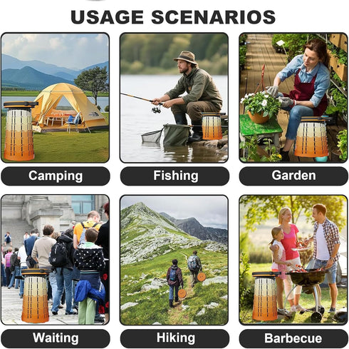 Ultra-Lightweight Collapsible Stool - Portable Folding Seat for Camping, Hiking, Travel & Outdoor Activities (Gradient