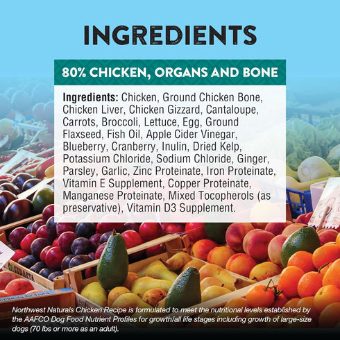 12 Oz Northwest Naturals Freeze-Dried Chicken Dog Food - Bite-Sized Nuggets - Grain-Free, High-Protein, Raw Diet