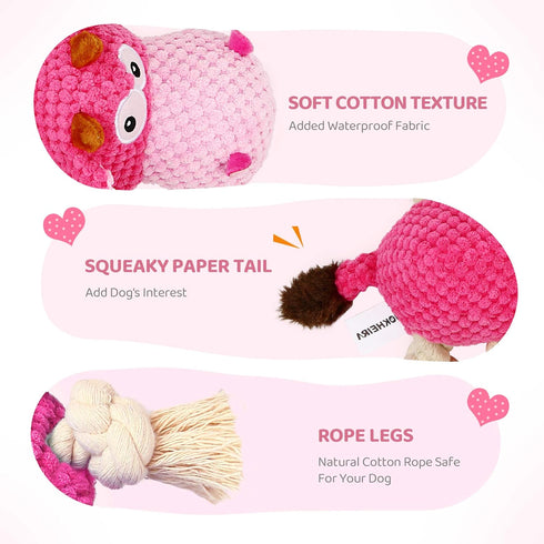 IOKHEIRA Dog Plush Toy for Large Aggressive Chewers, Indestructible Squeaky Stuffed Animals with Cotton