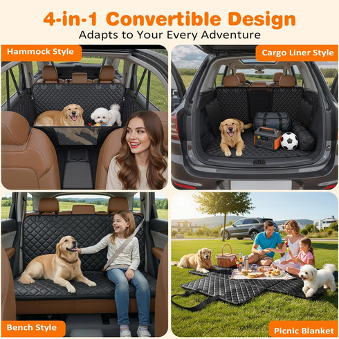 4 1 Hammock URPOWER in Dog Car Seat Cover for Back Seat, Waterproof Dog with Mesh Window and Side Flap Pet Car Seat