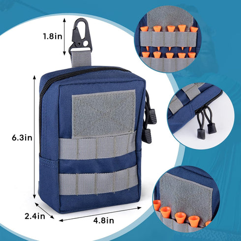 Golf Balls Bag, Molle Golf Tees Holder Pouch for Golf Rangefinder Storage, Zipper Golf Accessories Bag